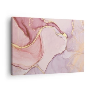 Obraz na plátne - Jemné abstraktné vzory v odtieňoch ružovej a zlatej - 70x50cm - Maznanie farieb - Moderná nástenná dekorácia do obývacej izby a spálne ARTTOR