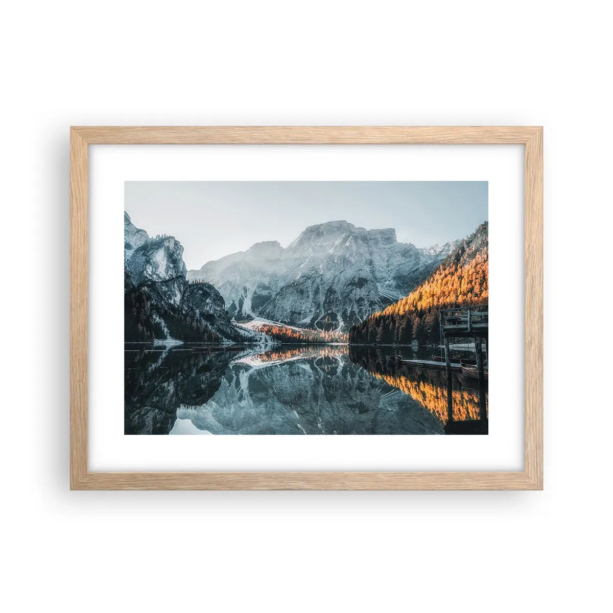 Plagát v ráme zo svetlého duba - Zrkadlová krajina - 40x30 cm