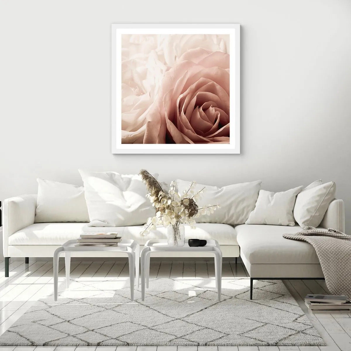 Plagát v bielom ráme - V srdci ruže - 60x60 cm