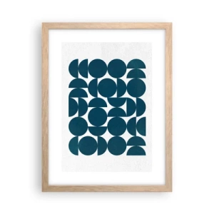 Plagát v ráme zo svetlého duba - Kruhy a polkruhy - 30x40 cm