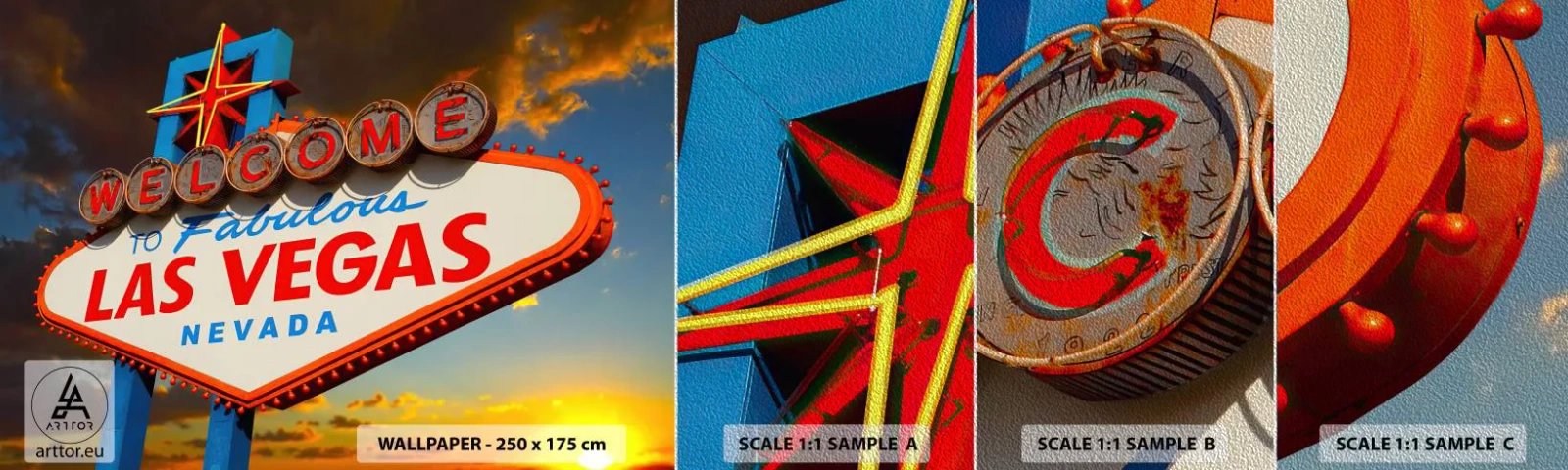 Vzorka fototapety Premium Sand - Po úsmev osudu - Cestuje, Las Vegas, Mesto - 100x30 cm