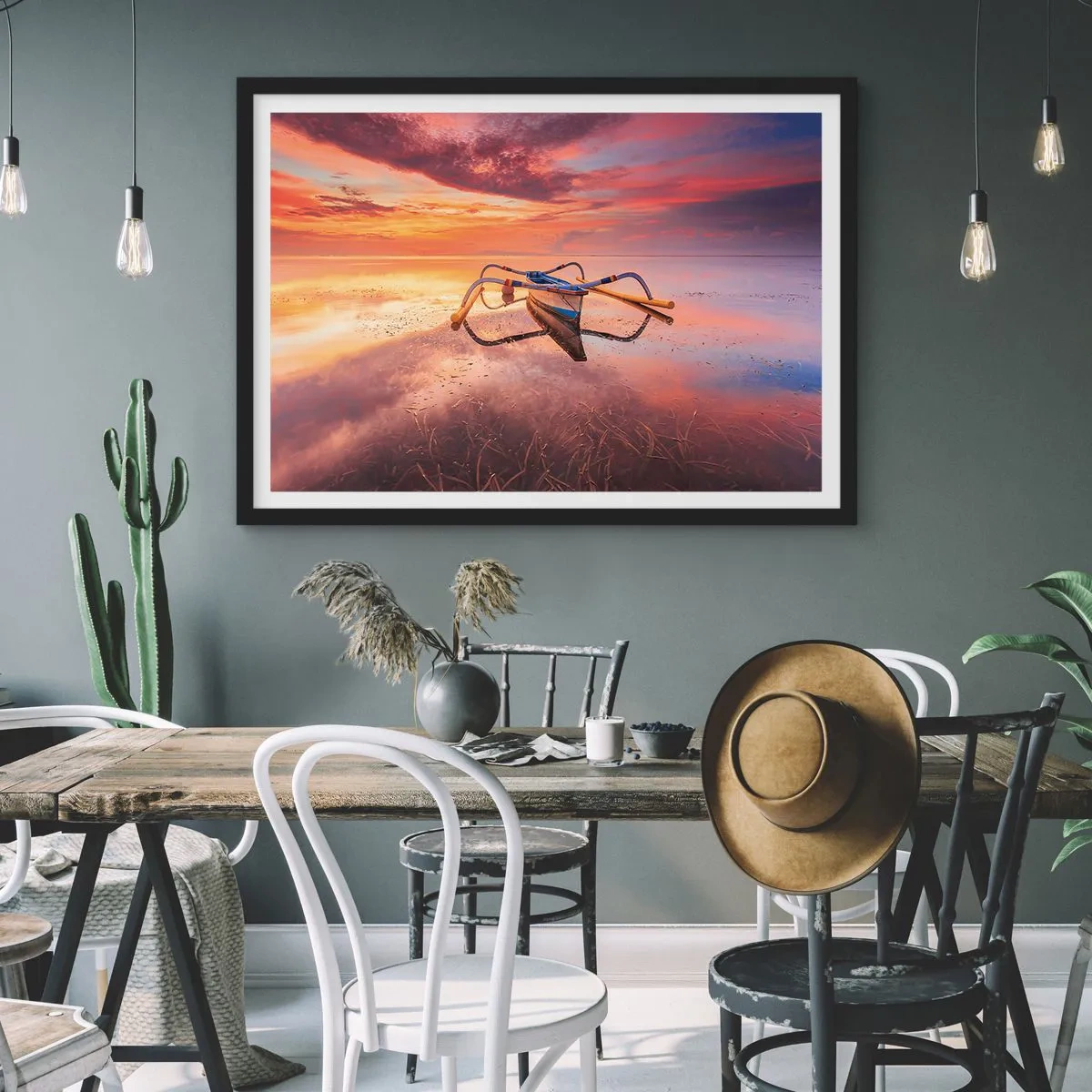Plagát v čiernom ráme - Pokoj tropického večera - 70x50 cm