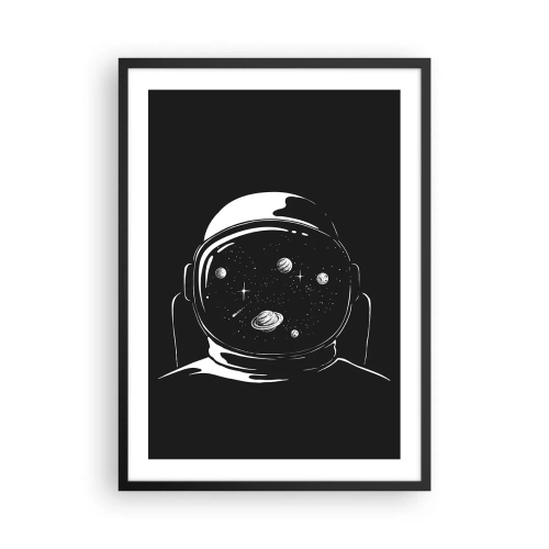 Plagát v čiernom ráme - Astronaut s odrazom vesmíru v prilbe - 50x70cm - Skvelý výhľad - Moderná nástenná dekorácia do obývacej izby a spálne ARTTOR