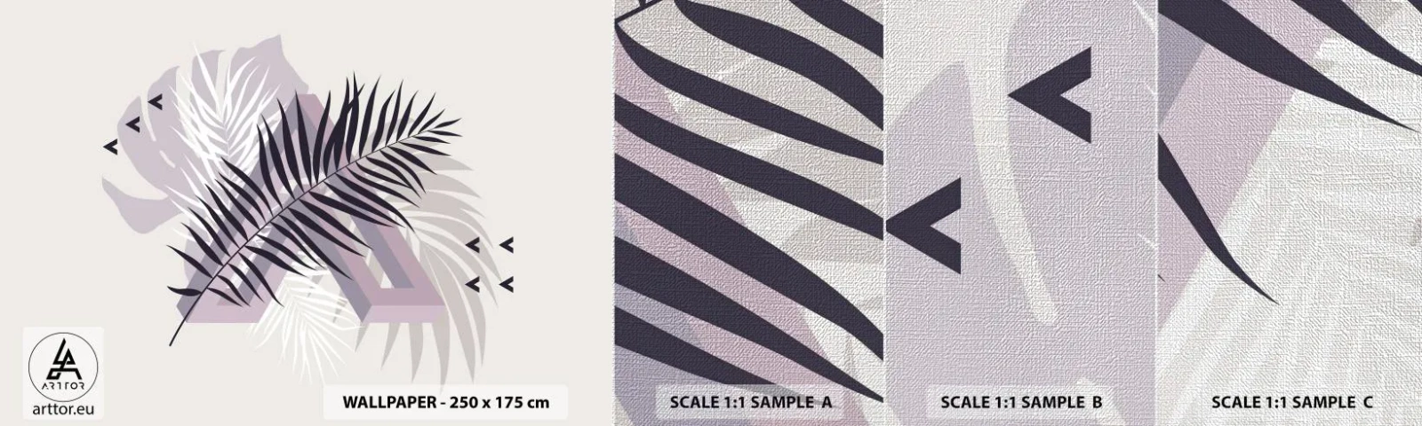 Vzorka fototapety Premium Canvas - Tieň tieňa - Grafika, Palmový list, Kus - 100x30 cm