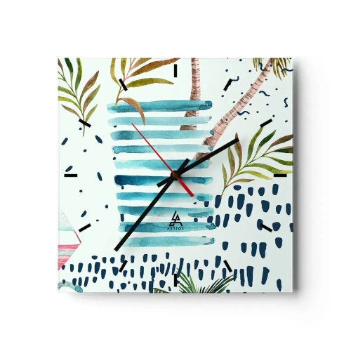 Nástenné hodiny - Prázdniny pod palmami - 40x40 cm
