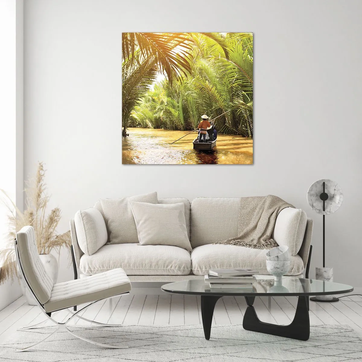 Obraz na skle - Palmovou roklinou - 70x70 cm