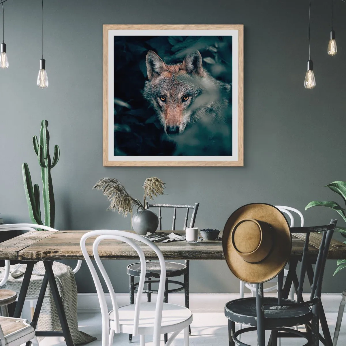 Plagát v ráme zo svetlého duba - Predátor - 60x60 cm