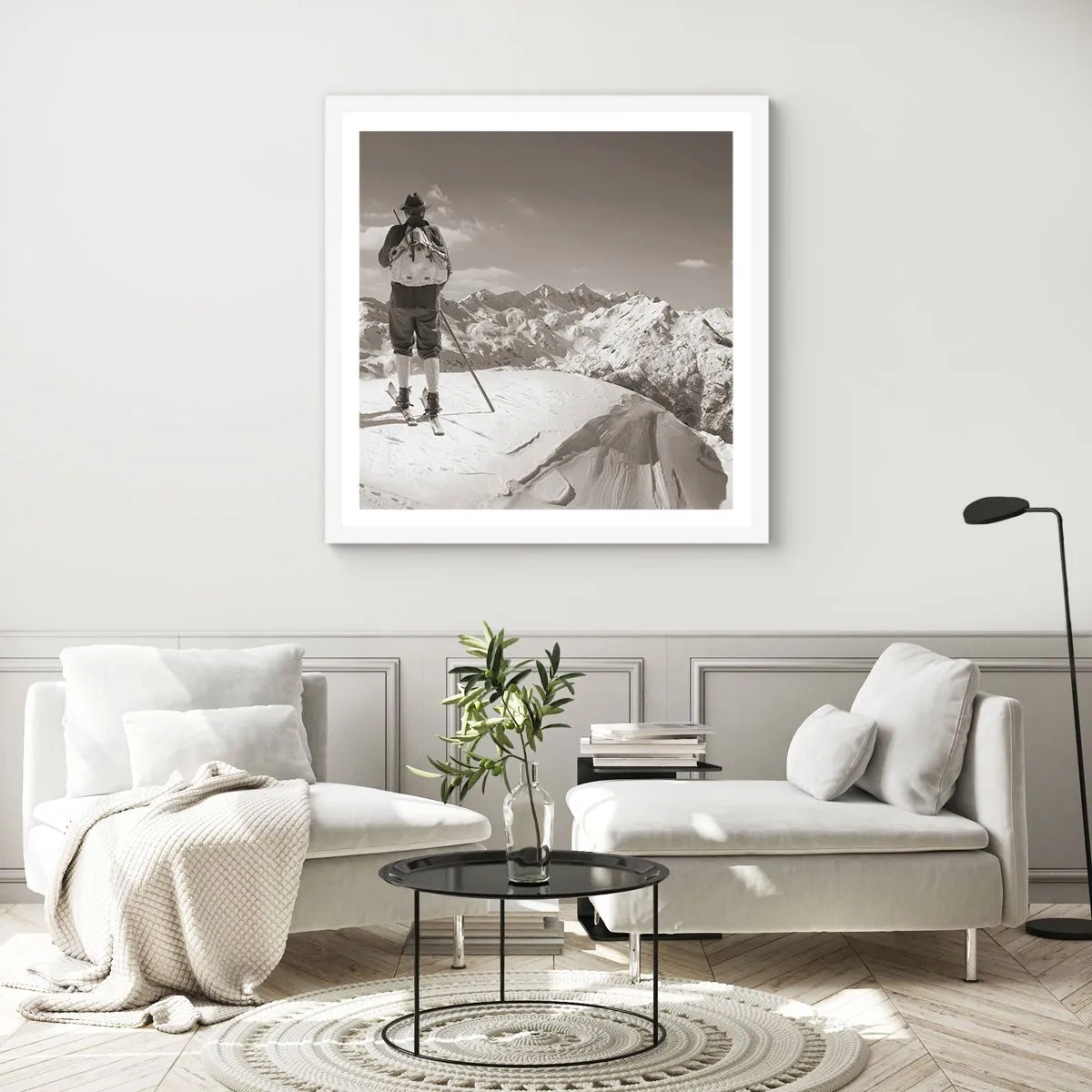 Plagát v bielom ráme - Rovnaké hory - 30x30 cm