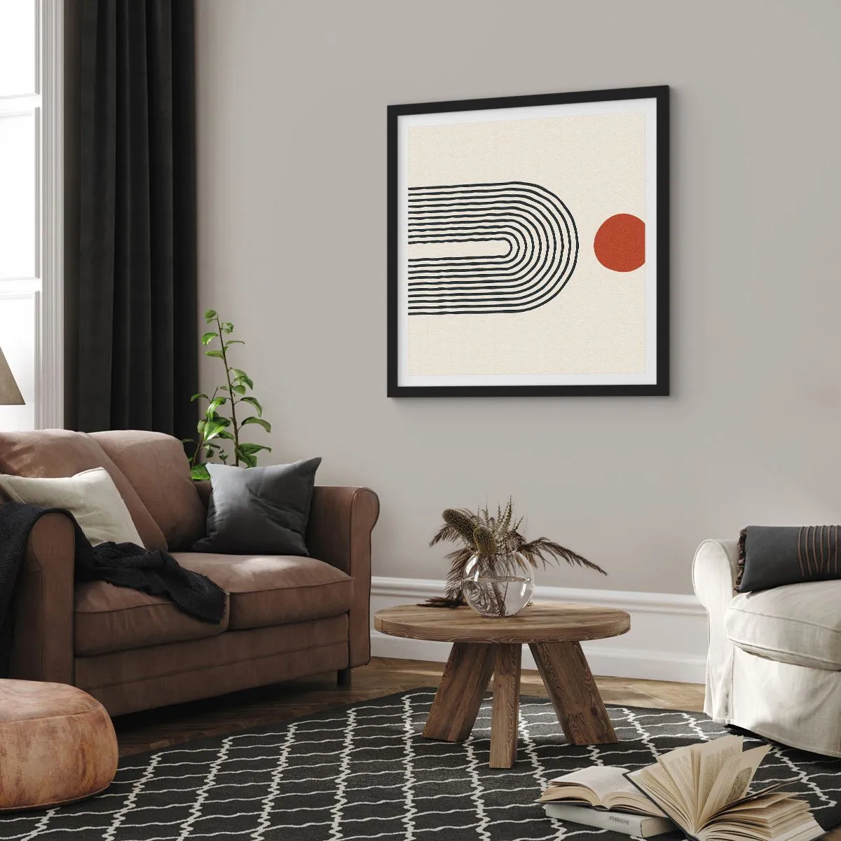 Plagát v čiernom ráme - Magnetizmus tvarov a farieb - 40x40 cm