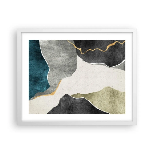 Plagát v bielom ráme - Mozaiková kompozícia so zlatou niťou - 50x40 cm