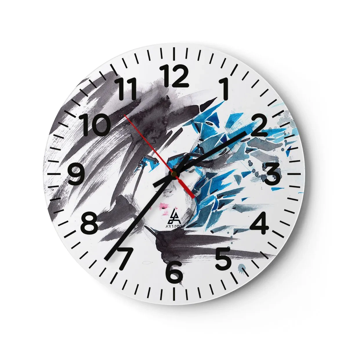 Nástenné hodiny - Zmyselný portrét v šedej a modrej - 30x30 cm