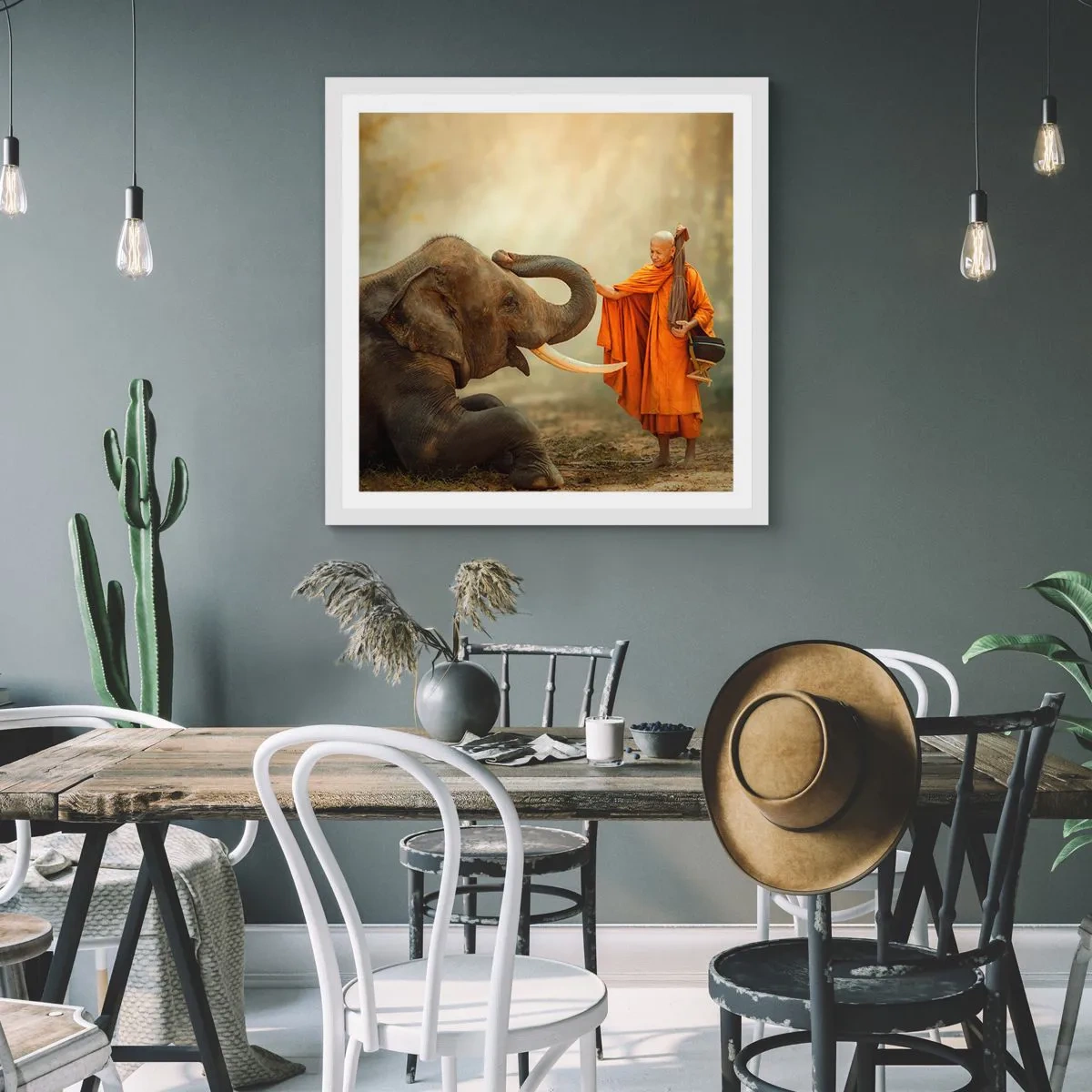 Plagát v bielom ráme - Stretnutie na cestách - 30x30 cm