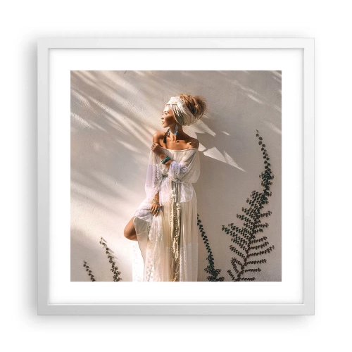 Plagát v bielom ráme - Slnko a dievča - 40x40 cm