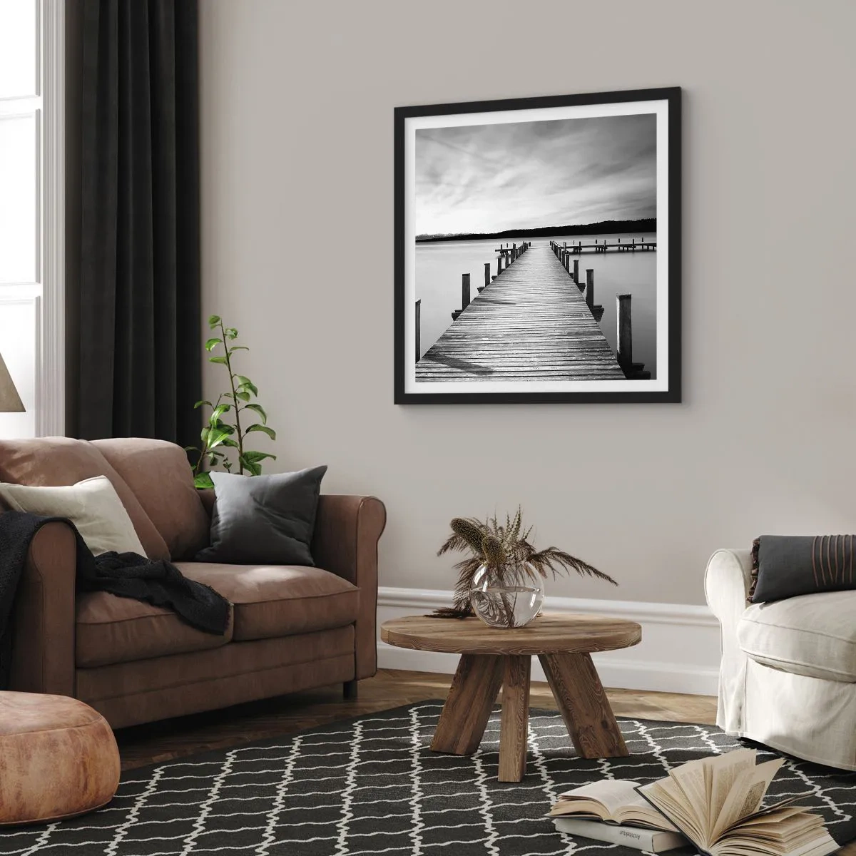 Plagát v čiernom ráme - Pri napájadle – pokoji - 60x60 cm