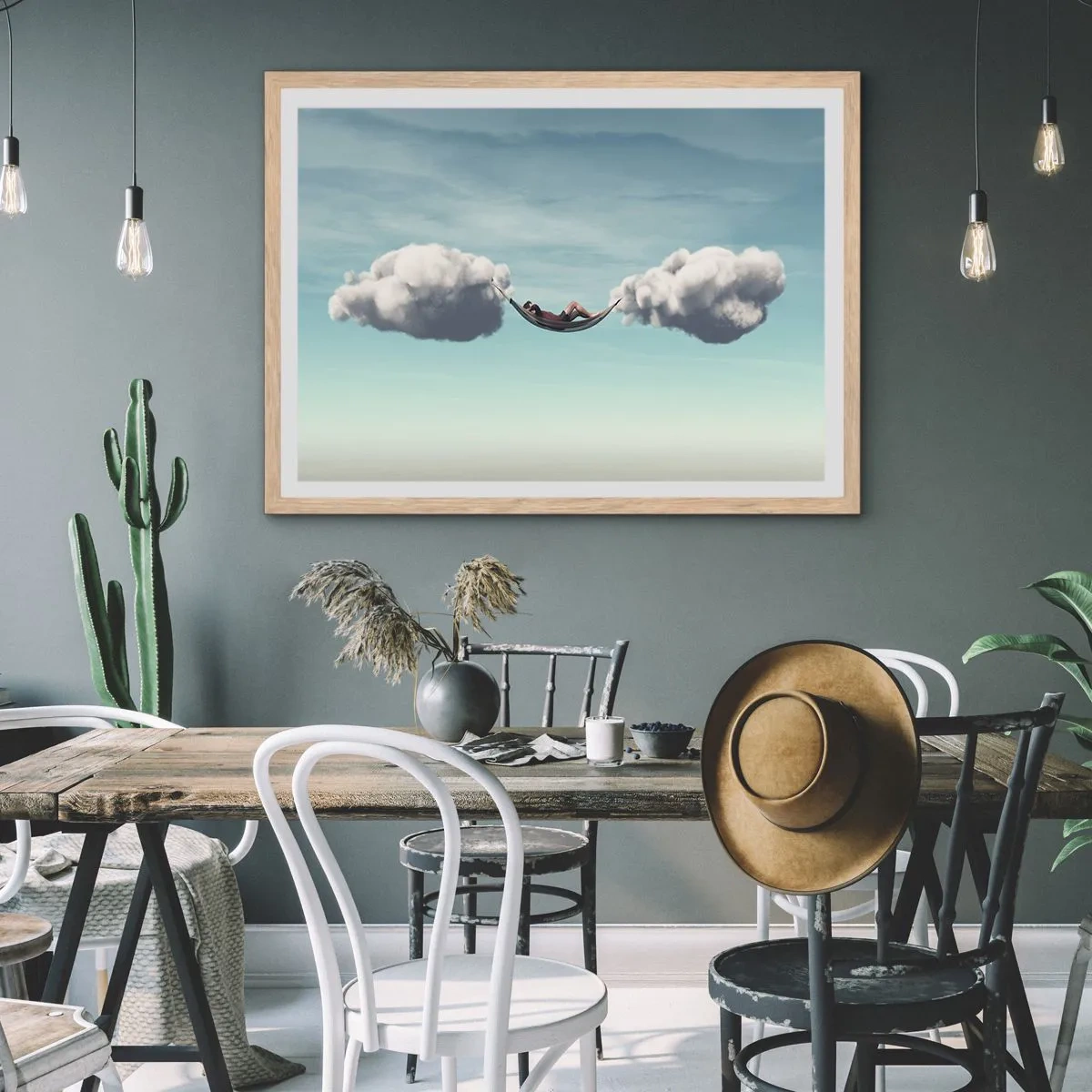 Plagát v ráme zo svetlého duba - Blaženosť okamihu - 40x30 cm