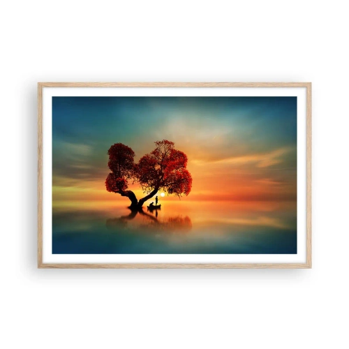 Plagát v ráme zo svetlého duba - Voda a ticho vesmíru - 91x61 cm