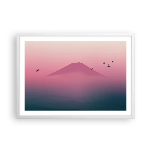 Plagát v bielom ráme - Pútnici nad oblakmi - 70x50 cm