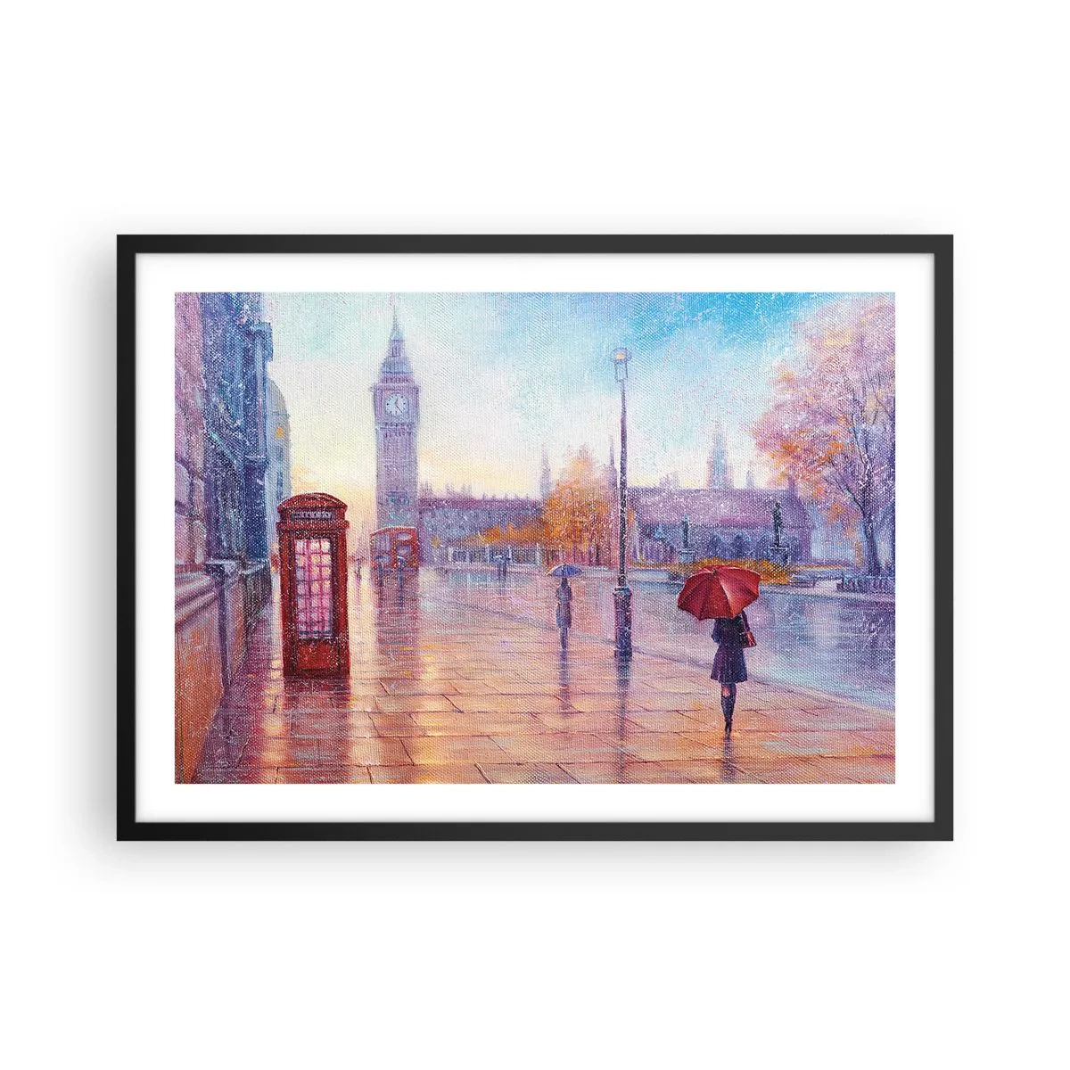 Plagát v čiernom ráme - Londýnsky jesenný deň - 70x50 cm