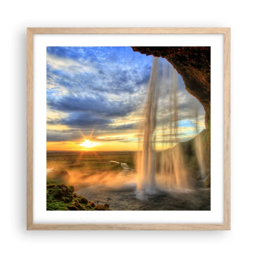 Plagát v ráme zo svetlého duba - Svet za závojom kvapiek - 50x50 cm