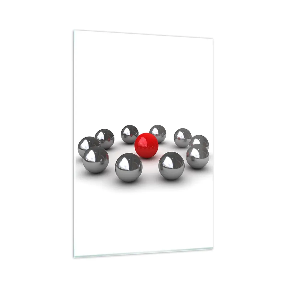 Obraz na skle - Kruh v striebornej a červenej - 80x120 cm