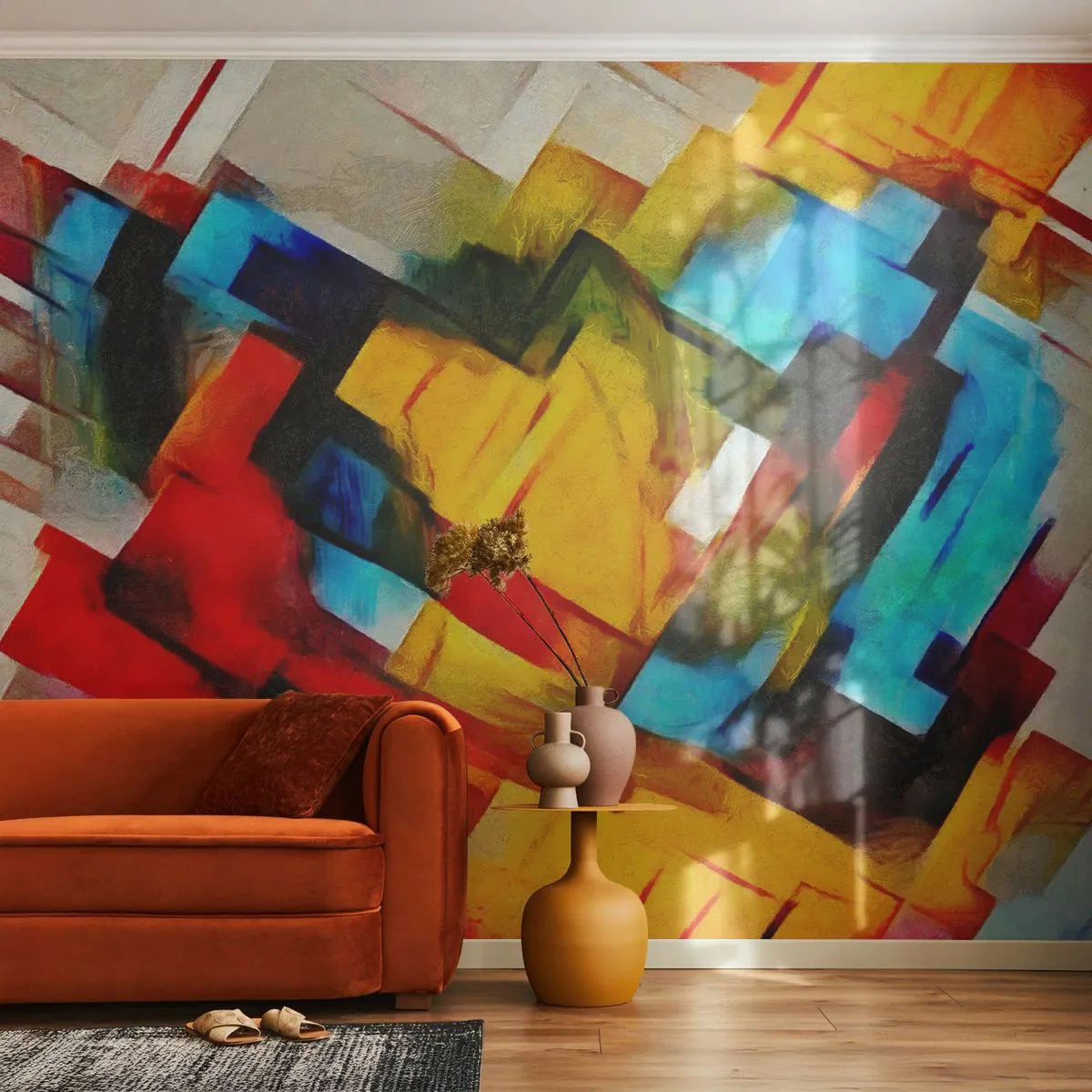Fototapeta Standard Eco - Abstraktná kompozícia geometrických tvarov a farieb - 100x70cm - Viacfarebný mix - Moderná nástenná dekorácia do obývacej izby a spálne ARTTOR