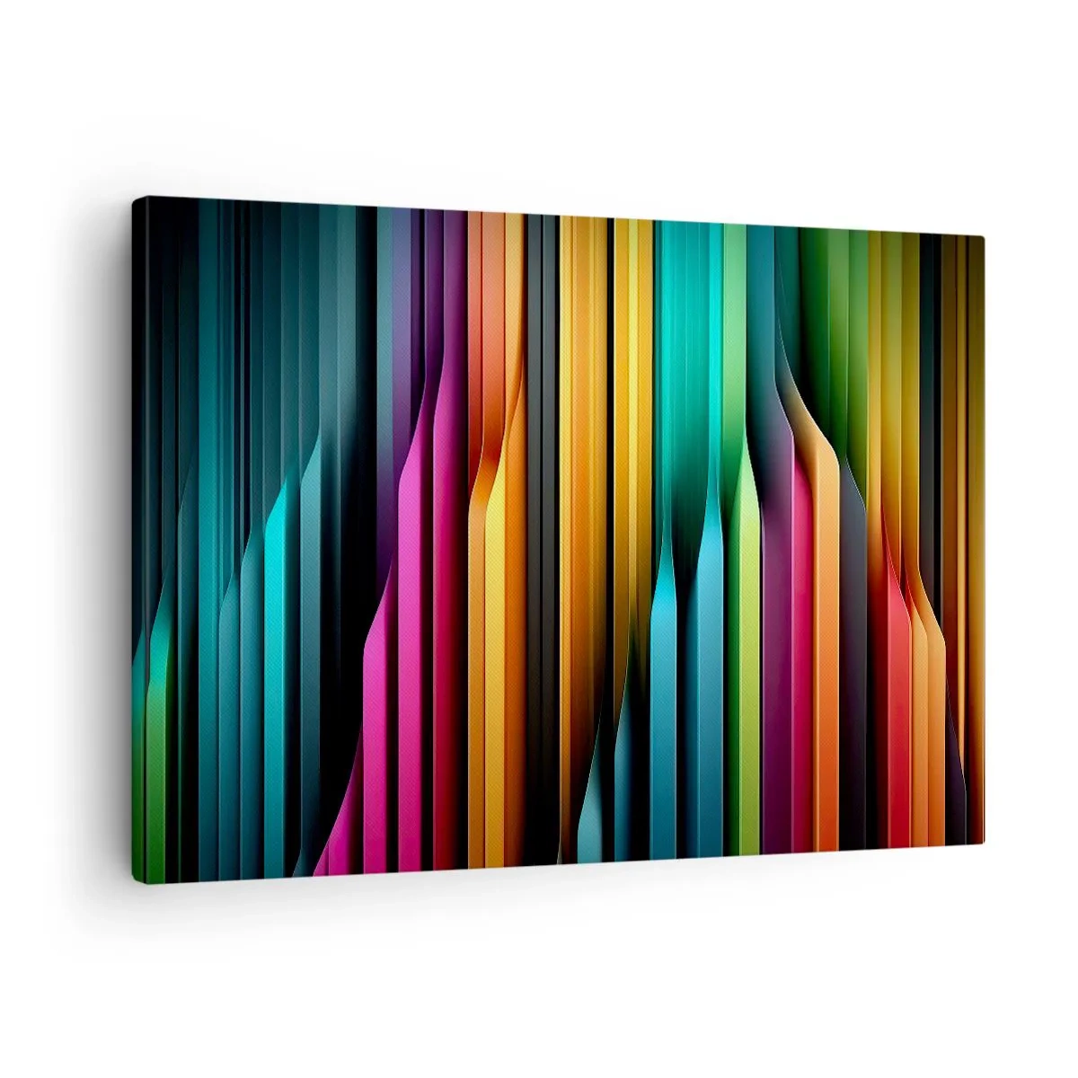 Obraz na plátne - Farebné zvislé čiary vytvárajú dynamickú abstrakciu. - 70x50cm - Svetelný organ - Moderná nástenná dekorácia do obývacej izby a spálne ARTTOR