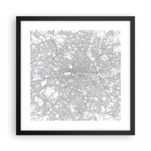 Plagát v čiernom ráme - Mapa londýnskeho labyrintu - 40x40 cm
