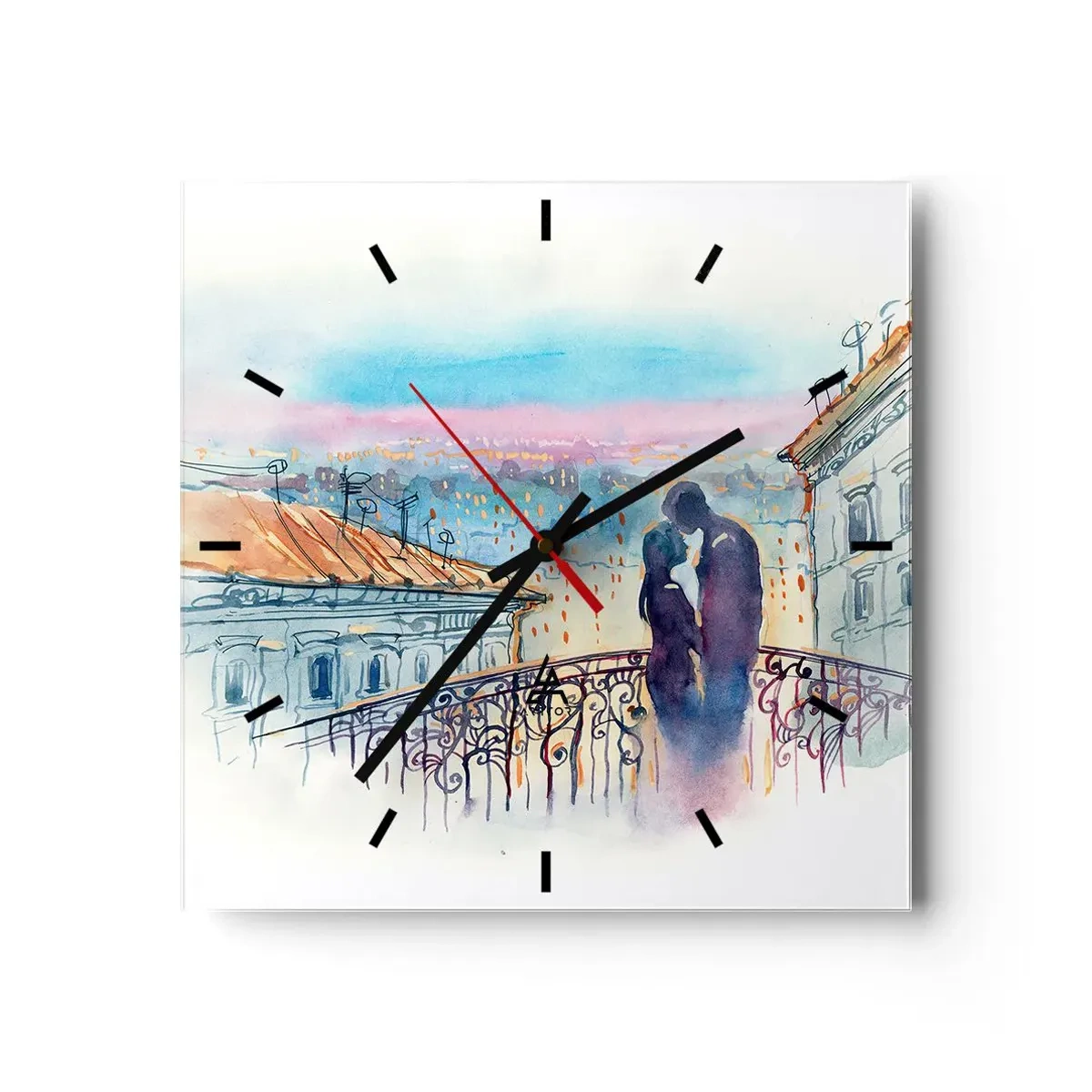 Nástenné hodiny - Parížski milenci - 30x30 cm