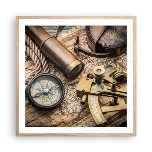 Plagát v ráme zo svetlého duba - Urči smer - 60x60 cm