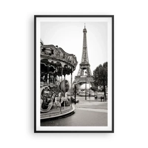 Plagát v čiernom ráme - Ak zábava, tak len v Paríži - 61x91 cm