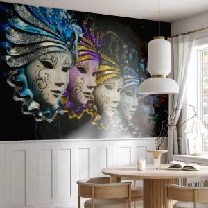 Fototapeta Premium Canvas - Tajomstvo v zlatej a v striebornej - Benátska maska, Benátky, Karneval - 500x350 cm