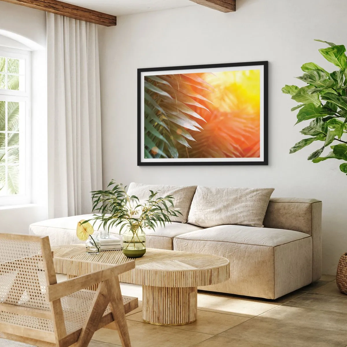 Plagát v čiernom ráme - Ráno v džungli - 40x30 cm