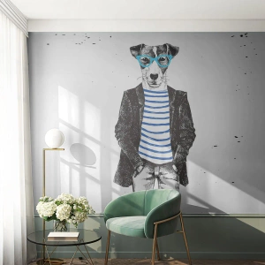 Fototapeta Premium Canvas - Maxipes - Abstrakcia, Muž, pes - 100x70 cm