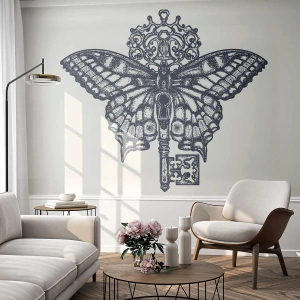 Fototapeta na mieru Samolepiaca Deluxe Sticker - Všetky tajomstvá srdca - Abstrakcia, Motýľ, kľúč