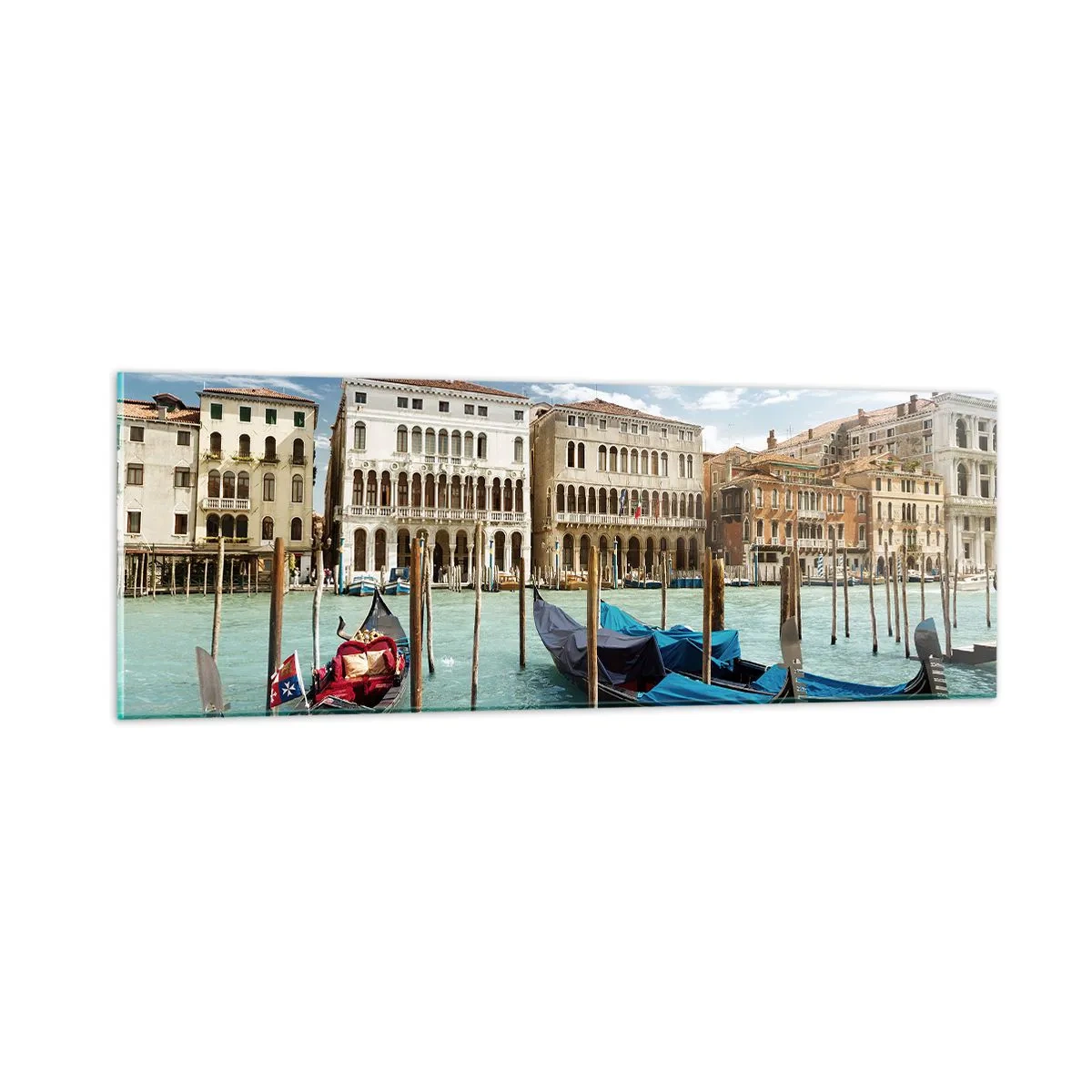 Obraz na skle - Paláce v modrej - 90x30 cm