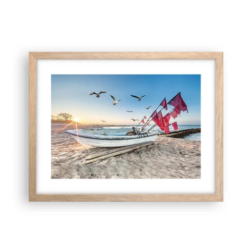 Plagát v ráme zo svetlého duba - Zaslúžená prestávka - 40x30 cm