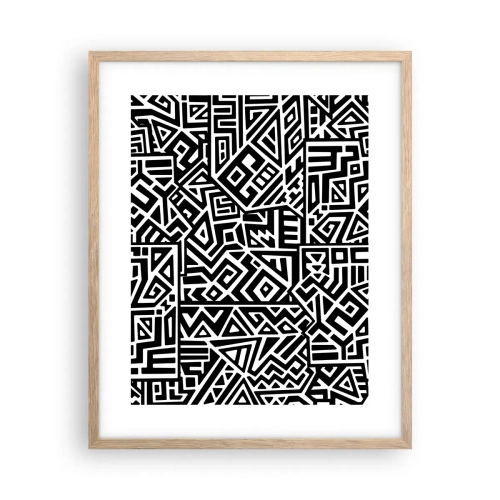 Plagát v ráme zo svetlého duba - Predkolumbovská kompozícia - 40x50 cm