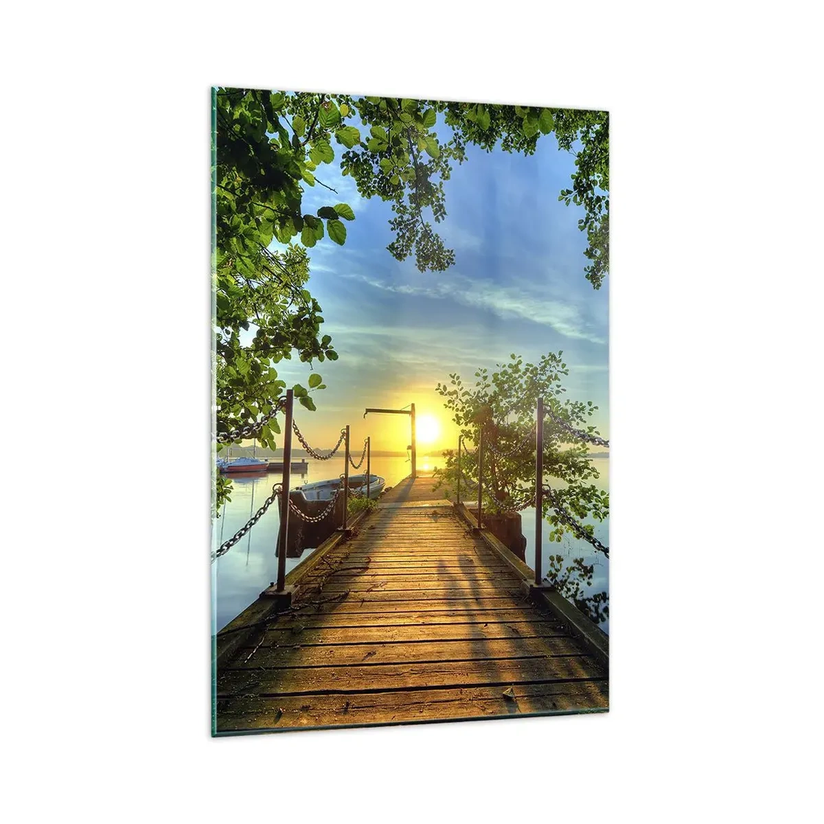 Obraz na skle - Západ pri vode - 80x120 cm