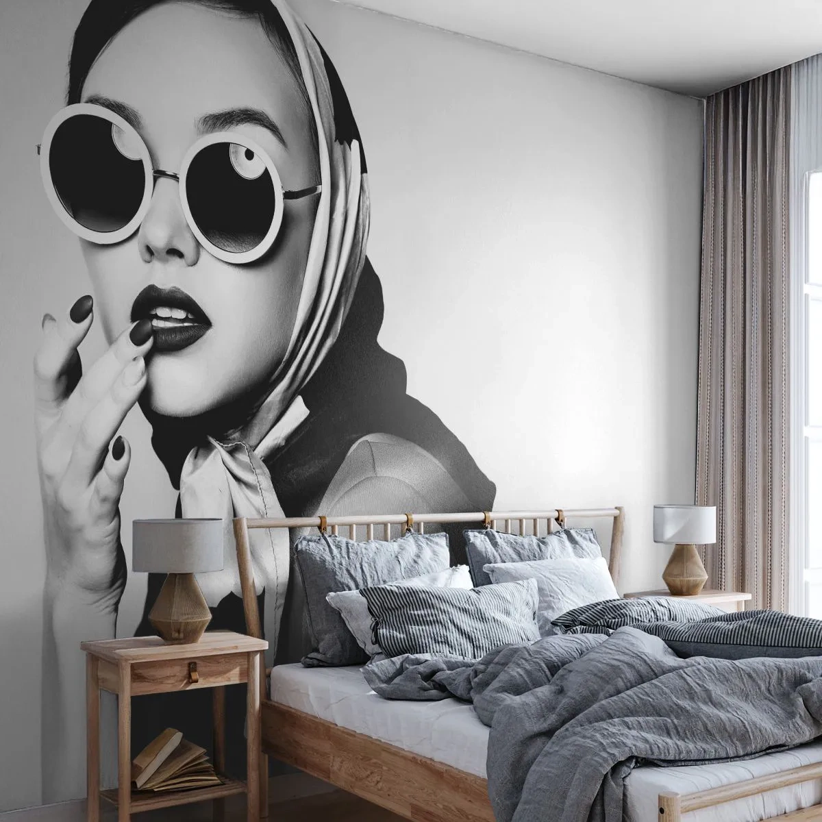 Samolepiaca Fototapeta Deluxe Sticker - Pozdravy zo 60. rokov - Žena, Ženská tvár, Vintage - 250x175 cm