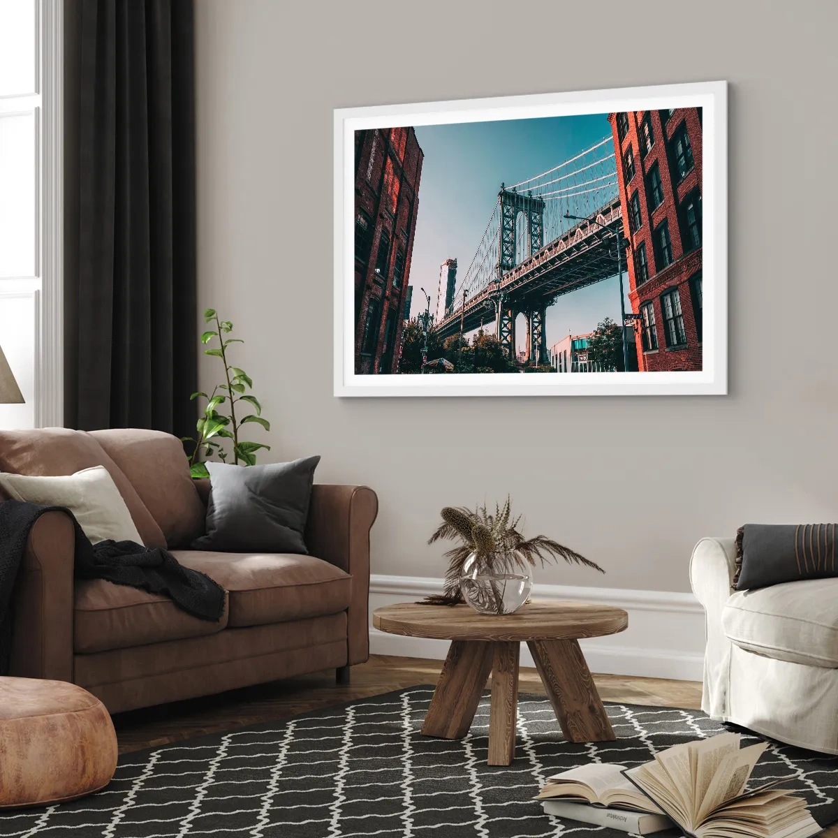 Plagát v bielom ráme - Nad vlnami mesta - 100x70 cm