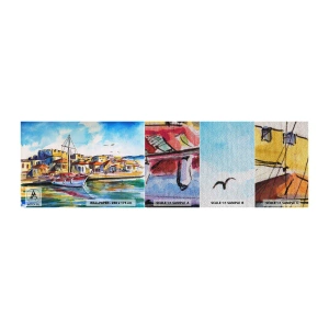 Vzorka fototapety Premium Sand - Dúhové popoludnie - Prístav, Jachta, Prímorské - 100x30 cm