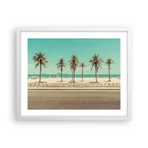 Plagát v bielom ráme - Stráženie pláže - 50x40 cm