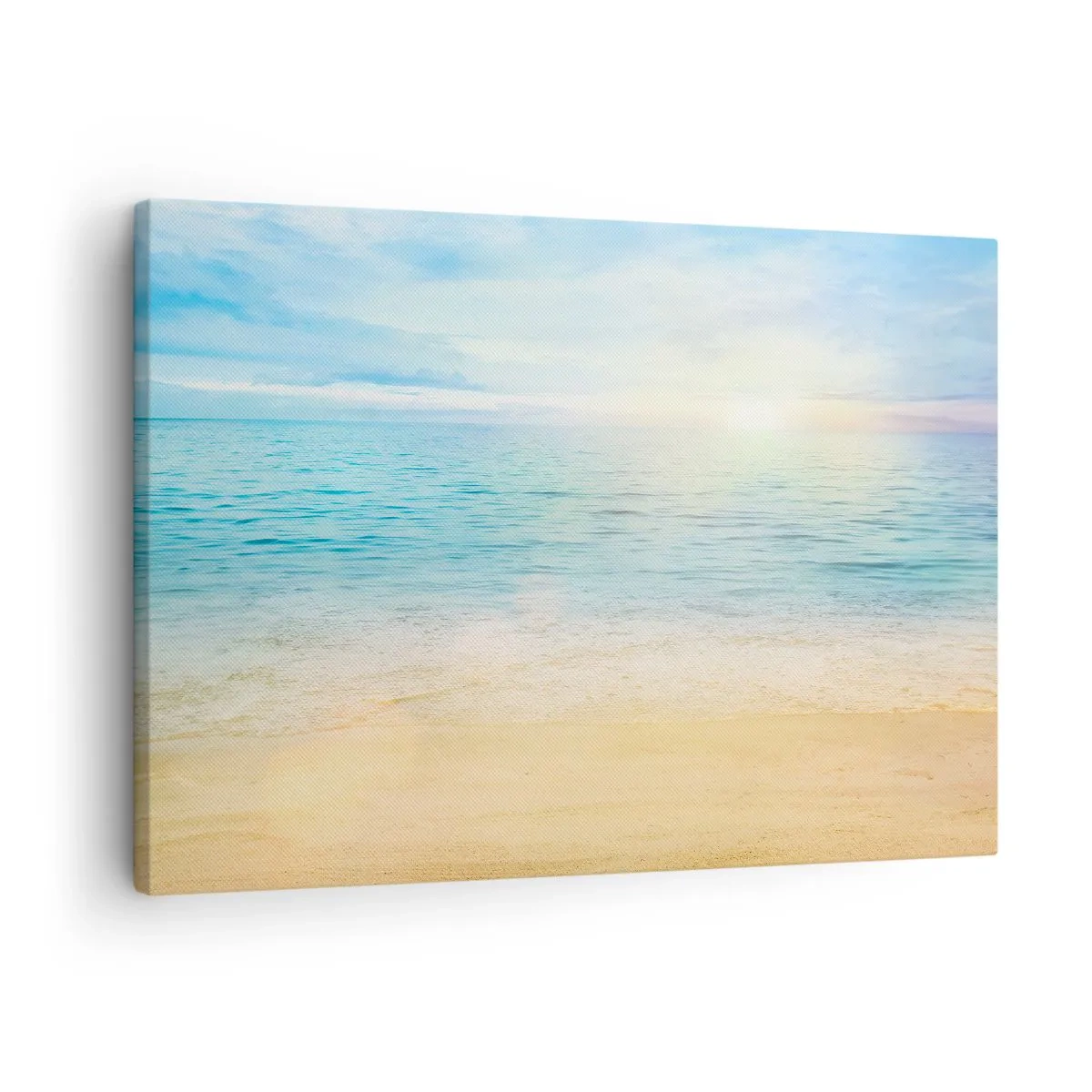 Obraz na plátne - Pláž s tyrkysovým morom a jasnou oblohou - 70x50cm - Veľká modrá - Moderná nástenná dekorácia do obývacej izby a spálne ARTTOR