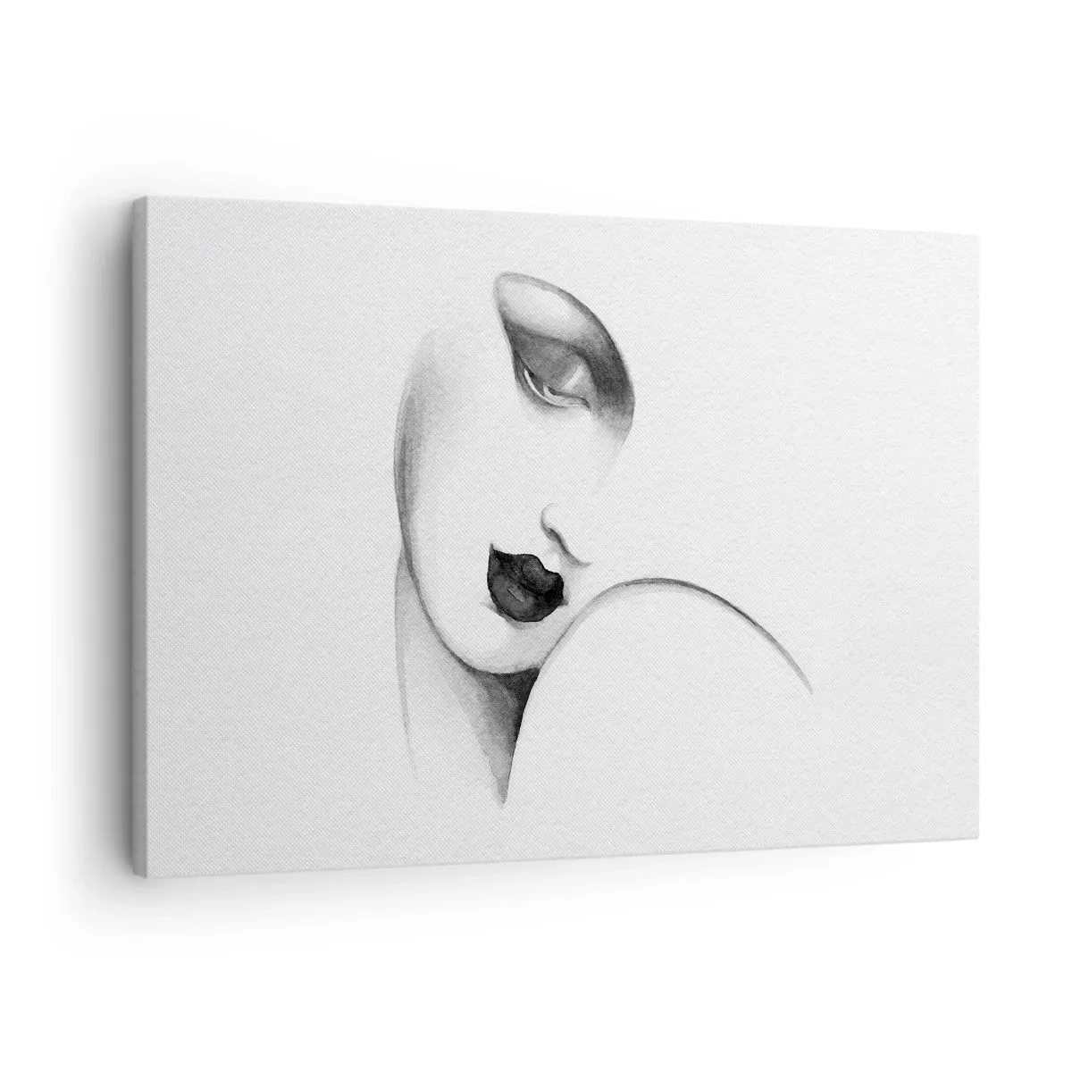 Obraz na plátne - Jemný portrét ženy v monochromatickom štýle - 70x50cm - V štýle Lempickej - Moderná nástenná dekorácia do obývacej izby a spálne ARTTOR