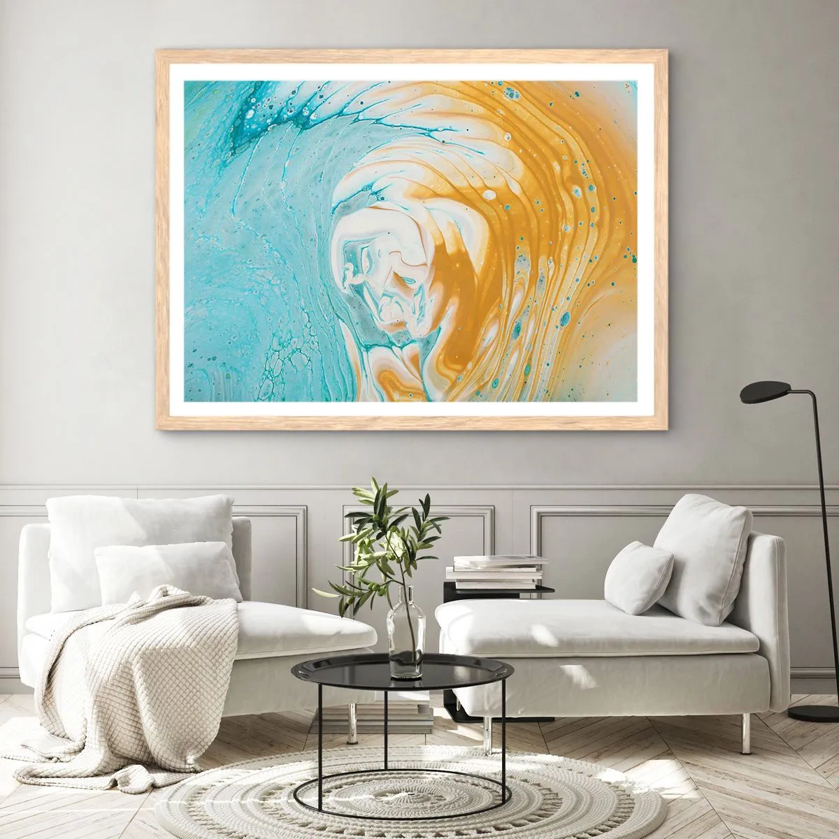Plagát v ráme zo svetlého duba - Pastelový vír - 91x61 cm