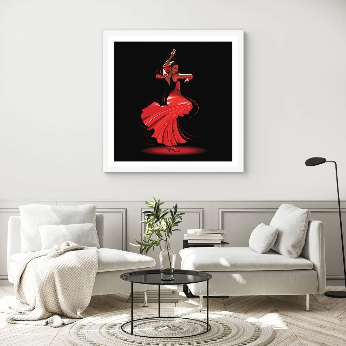 Plagát v bielom ráme - Horúca duša flamenco - 50x50 cm