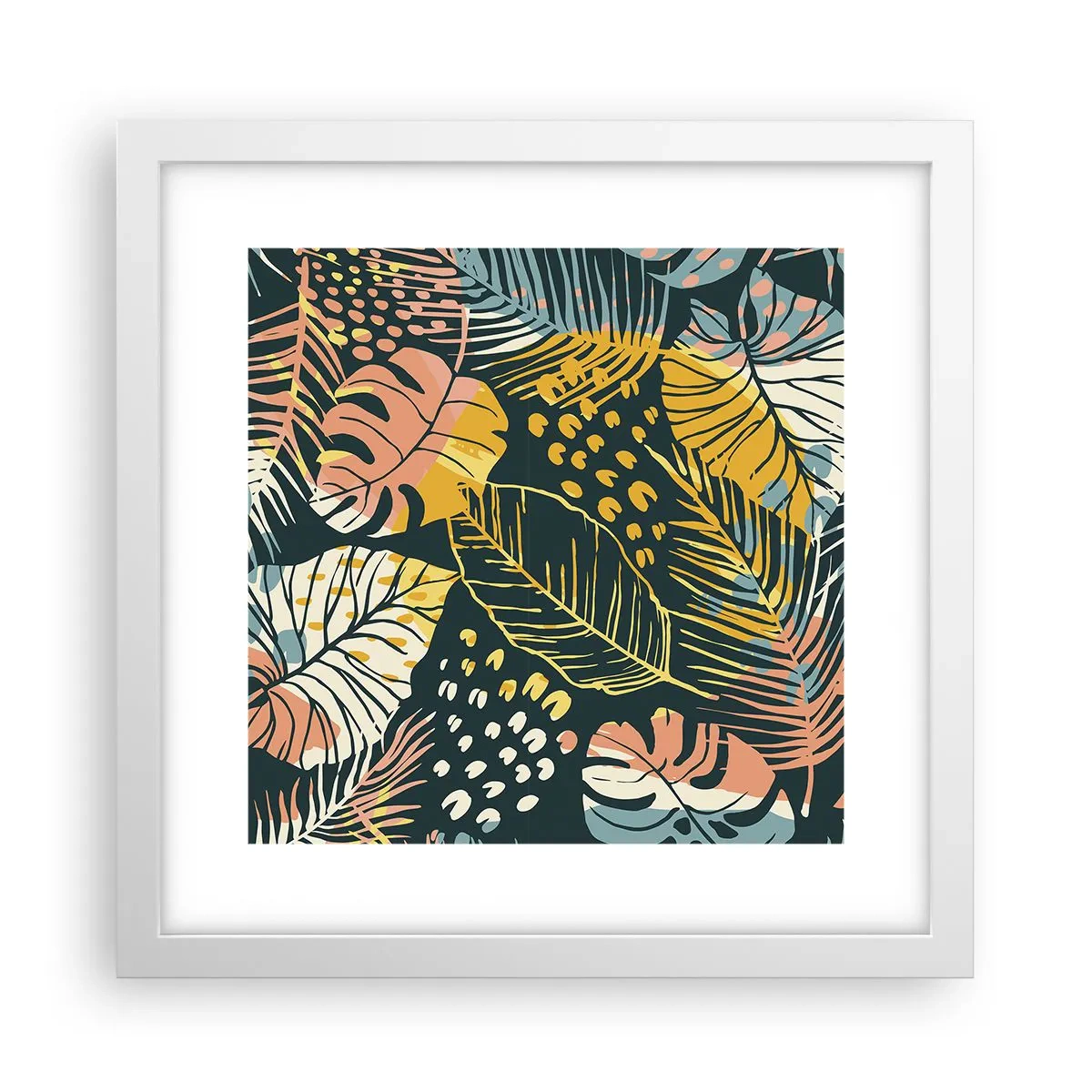 Plagát v bielom ráme - Listová fantázia - 30x30 cm