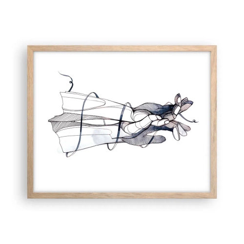 Plagát v ráme zo svetlého duba - Štúdia o dotyku - 50x40 cm
