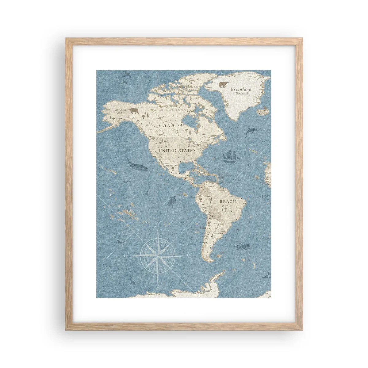 Plagát v ráme zo svetlého duba - Svet na dosah ruky - 40x50 cm