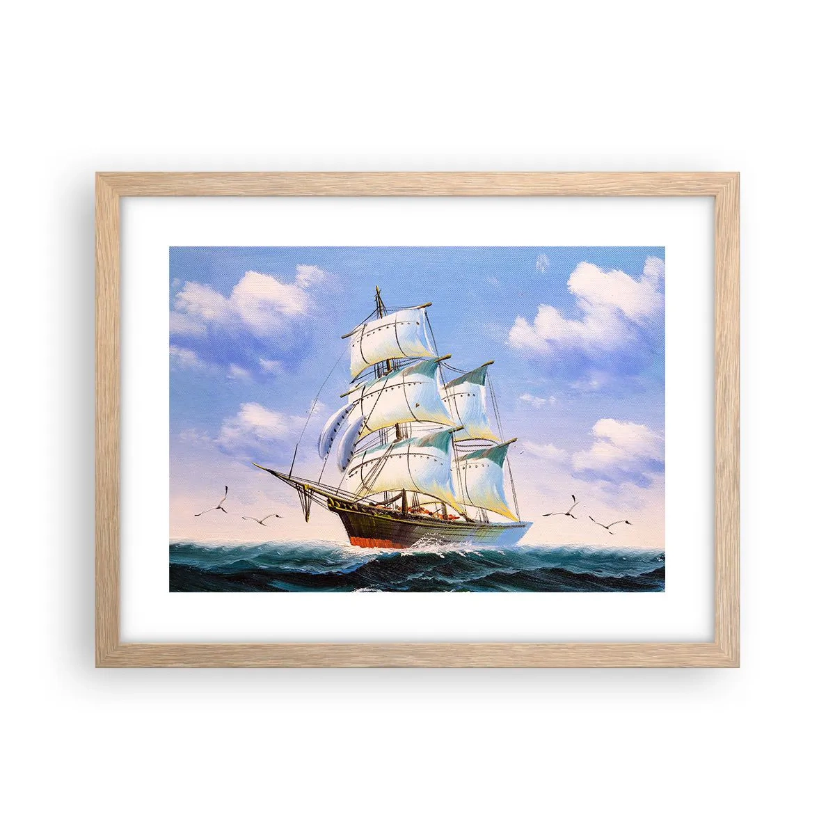 Plagát v ráme zo svetlého duba - Hrdo s vetrom - 40x30 cm